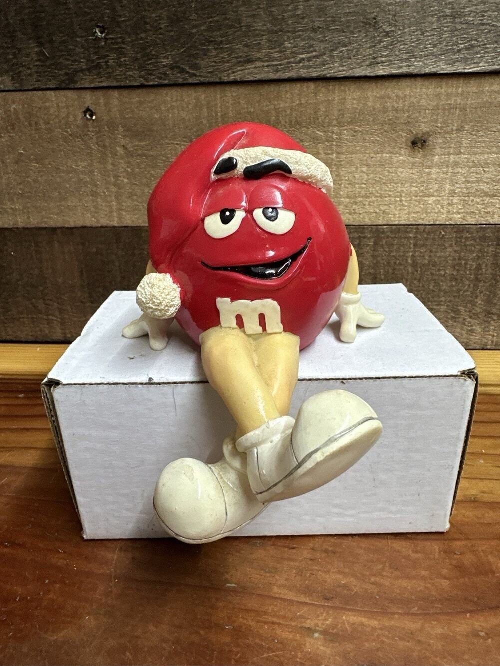 Christmas M&Ms Stocking Holder Decoration Shelf Sitter Candy Red M&M In Box